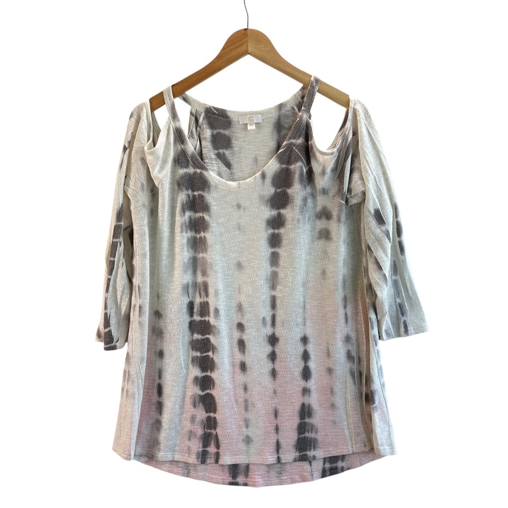 Charming Charlie Tunic Blouse Tie Dye Cold Shoulder Soft Comfy Casual XL NWOT